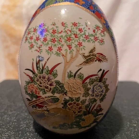 Satsuma Accents Vintage Handmade Painted Satsuma Porcelain Eggmade